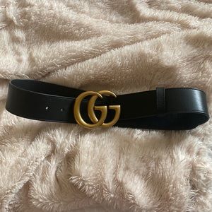 COPY - Gucci belt - gold GG black leather belt gently used - like new